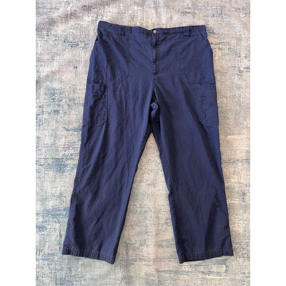 Carhartt Navy Blue Ripstop Boot Cut 8 Pocket Cargo Scrub Pants 2XL - Picture 1 of 7